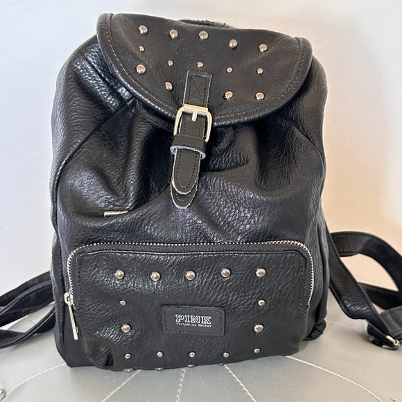 PINK Victoria's Secret Handbags - PINK Victoria's Secret Black Mini Studded BackPack